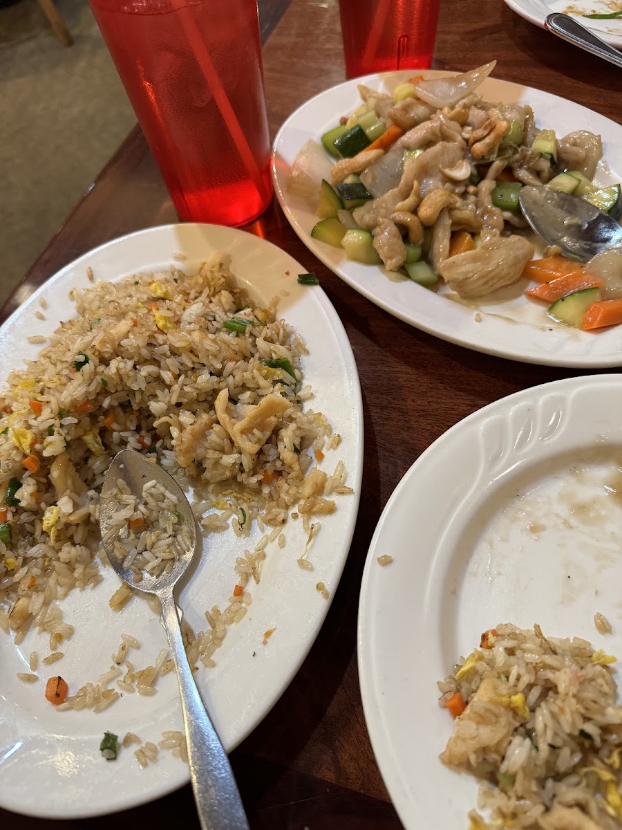 This is chicken fried rice and cashew chicken