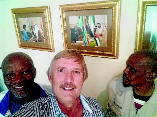 Tjoko Khambule, Jannie van der Walt and Sello Tsolo have moved into the SA Embassy offices in Abu Dhabi in a bid to come back to SA. PHOTO: SUPPLIED