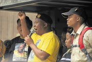 WAR CRY: ANCYL president Julius Malema addressing supporters during the economic freedom march in Johannesburg yesterday.  PHOTO: VATHISWA RUSELO