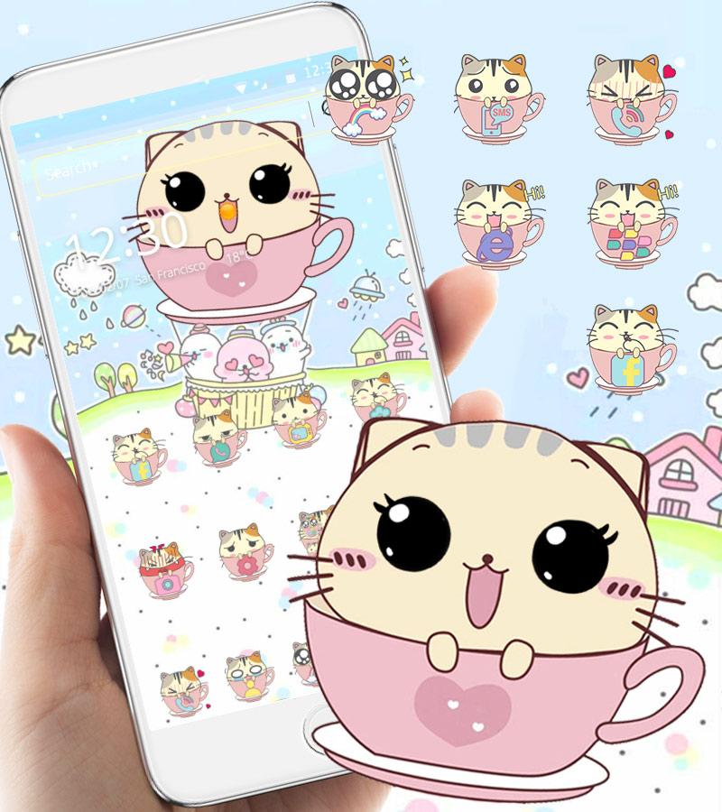 каваи котенка Тема Кубок кошки обои Kawaii kitty — приложение на Android