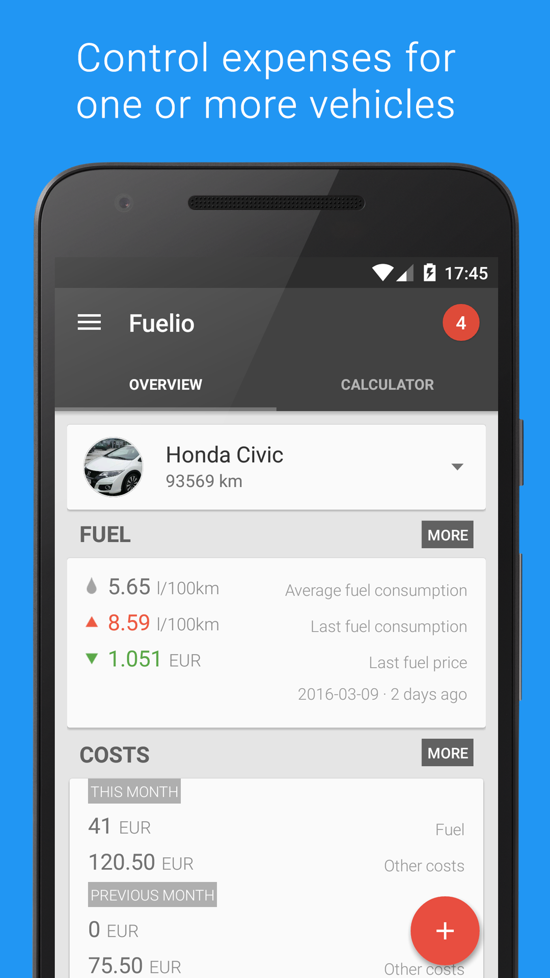 Android application Fuelio: gas log & gas prices screenshort