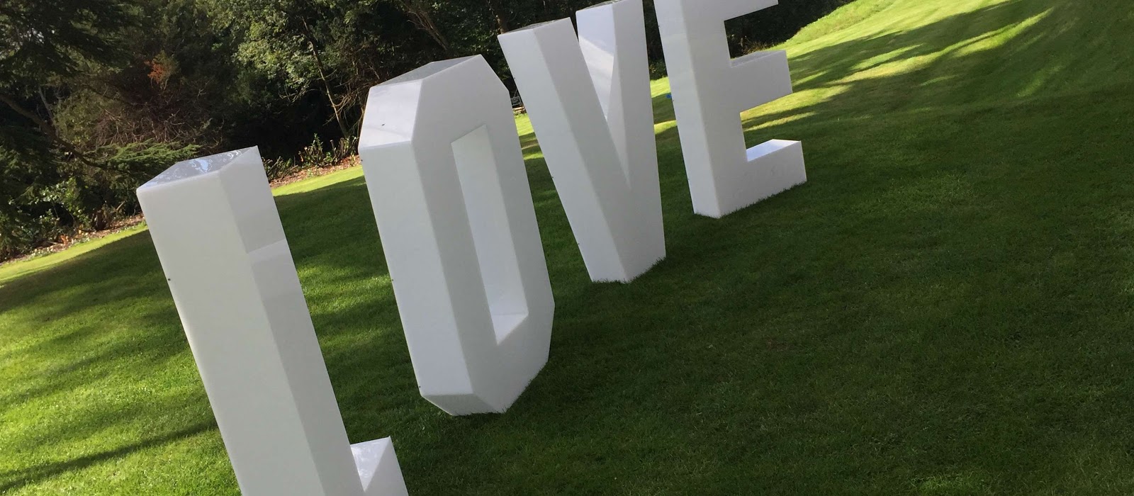 LED Letters are neat grass that say love