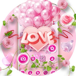 Download Pink Rose Love Balloon Theme For PC Windows and Mac