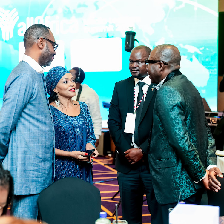 Radio Africa Group CEO Patrick Quarcoo with Head of Content Radio Africa Group Paul Ilado and others after receiving the Lifetime Achievement Award award during the AllAfrica Gala Dinner and Excellence Award Ceremony at Glee Hotel in Runda, Nairobi on May 9, 2024