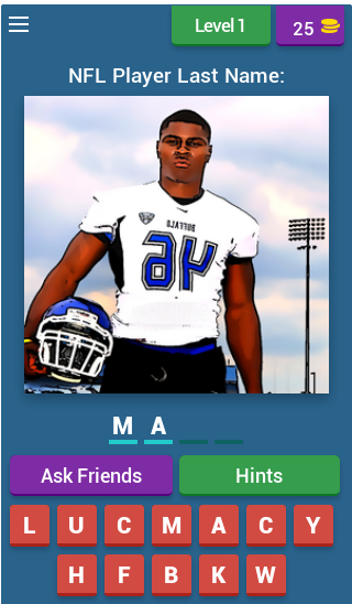 Android application Guess The NFL Player screenshort