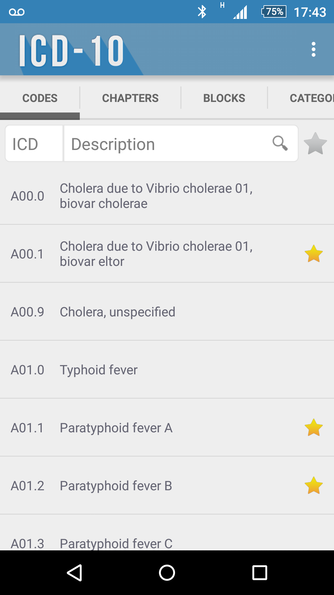 Android application ICD-10 Pro: Codes of Diseases screenshort