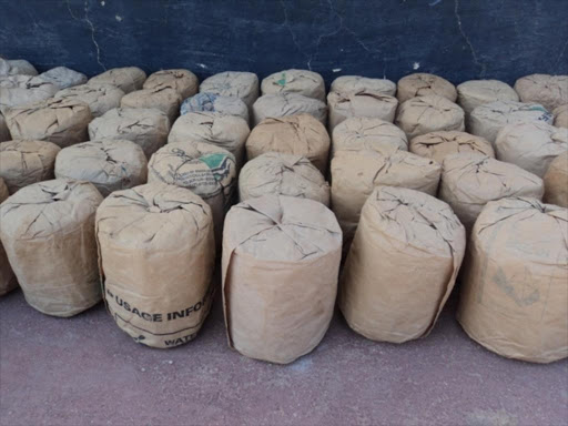 Stones of bhang arrested by police in a past operation at Garissa-Tana bridge. /FILE
