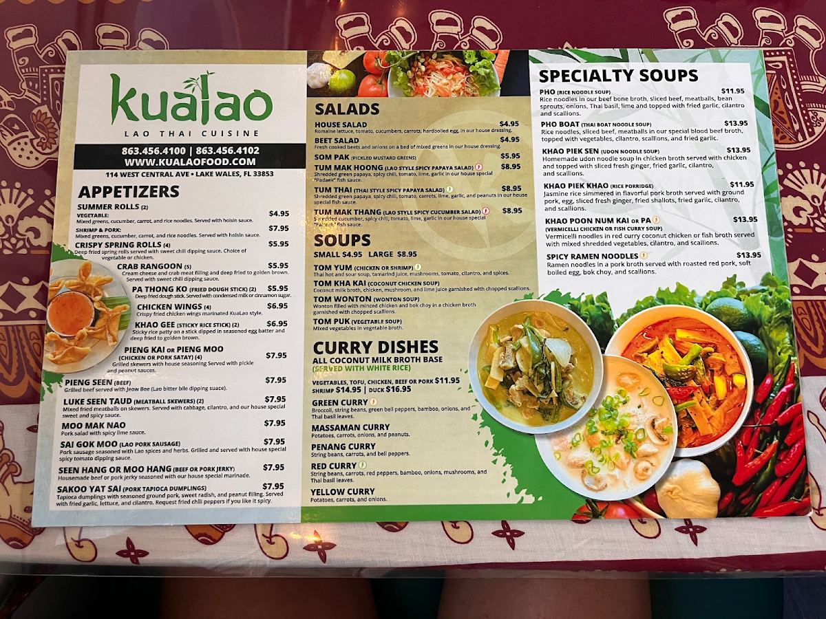 Kualao Lao Thai Cuisine gluten-free menu