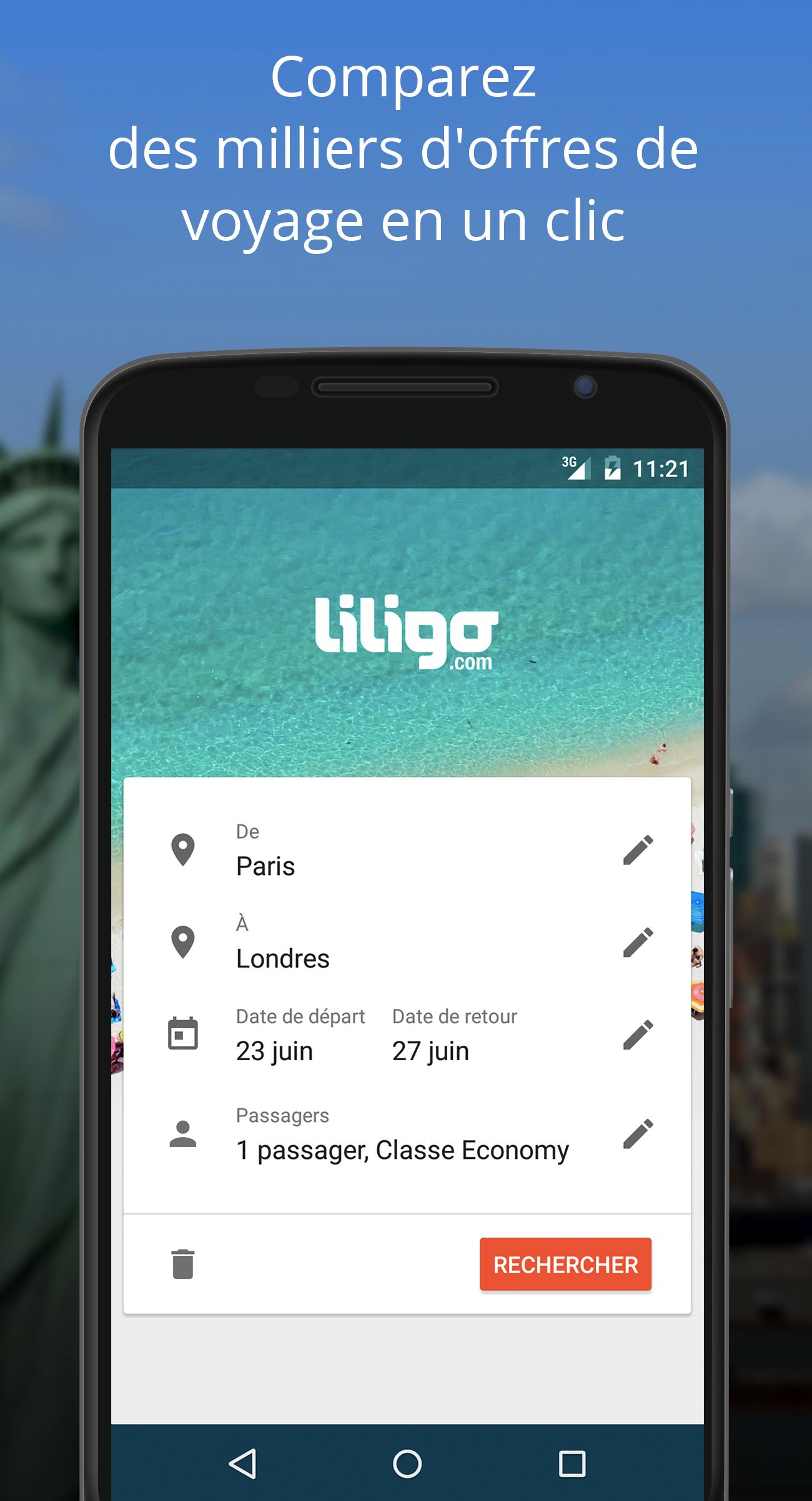 Android application Liligo - Flights & Cars screenshort