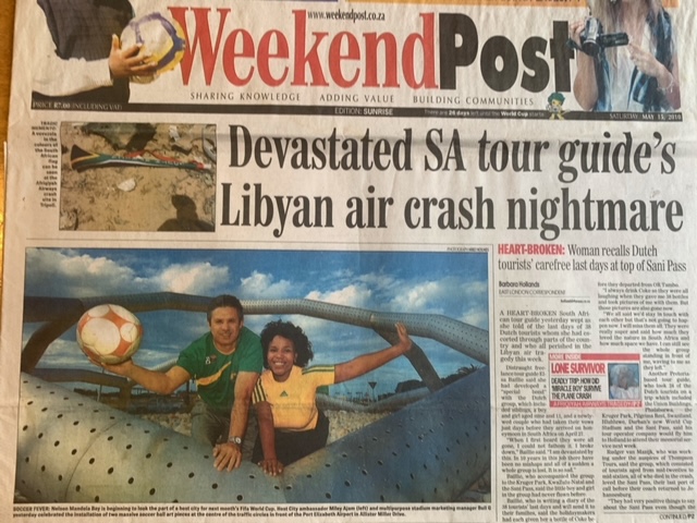 Buli G, right, on the front page of Weekend Post on May 15 2010, ahead of the Fifa World Cup. Buli at that stage was the marketing manager of the Nelson Mandela Bay Stadium. With her is host city ambassador Miley Ajam