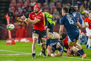 Captain Warren Whiteley of the Lions clears the ball during the Super Rugby match between Emirates Lions and Vodacom Bulls at Emirates Airline Park on May 20, 2017 in Johannesburg, South Africa. (Photo by Sydney Seshibedi/Gallo Images)