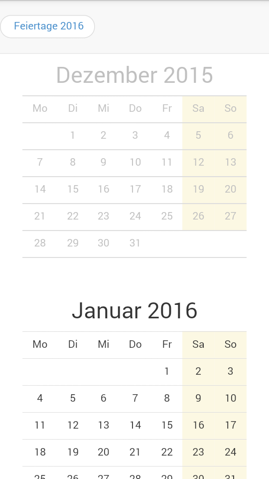 Android application Calendar for 2016 screenshort