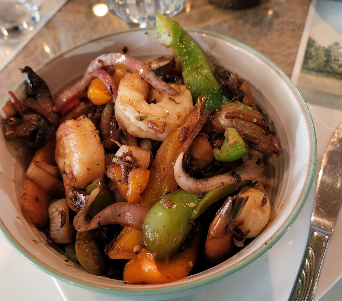 Shrimp rice bowl with grilled veggies