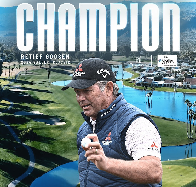 A promotional picture shows Retief Goosen, South African winner of the Galleri Classic at Mission Hills Country Club in Rancho Mirage, California.
