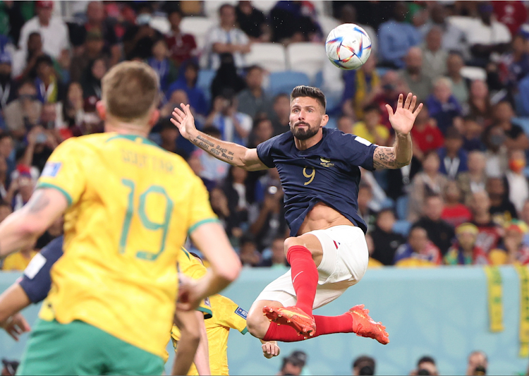Olivier Giroud of France in action against Australia during a Fifa World Cup match at Al Janoub Stadium in Al Wakrah