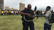 Durban police at the ANCYL march on 7 April 2017.