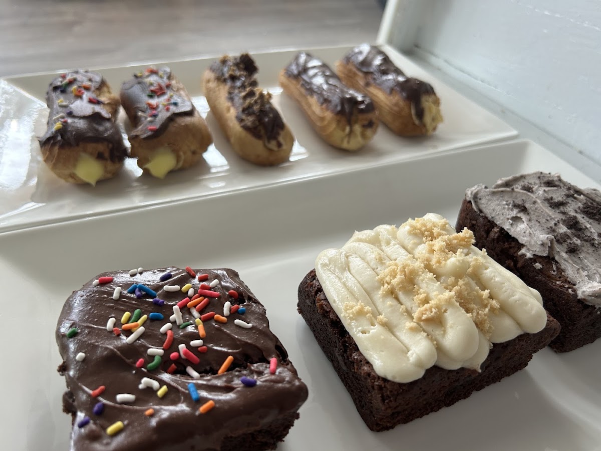 Eclairs and brownies
