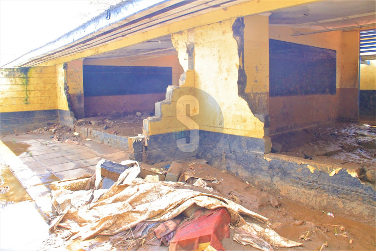 A partly destroyed classroom at Mathare North Primary School in Ruaraka Constituency after heavy rainfall pounded Nairobi Thursday night, May 3, 2024.