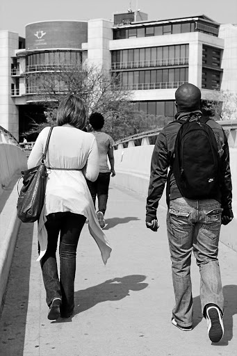 LEARNING CURVE: Students head to class at one of the University of Johannesburg's four campuses, the Auckland Park facility in western Johannesburg Picture: KEARA EDWARDS