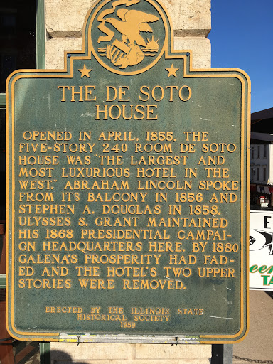 The De Soto House OPENED IN APRIL, 1855, THE FIVE-STORY 240 ROOM DE SOTO HOUSE WAS “THE LARGEST AND MOST LUXURIOUS HOTEL IN THE WEST.”  ABRAHAM LINCOLN SPOKE FROM ITS BALCONY IN 1856 AND STEPHEN...