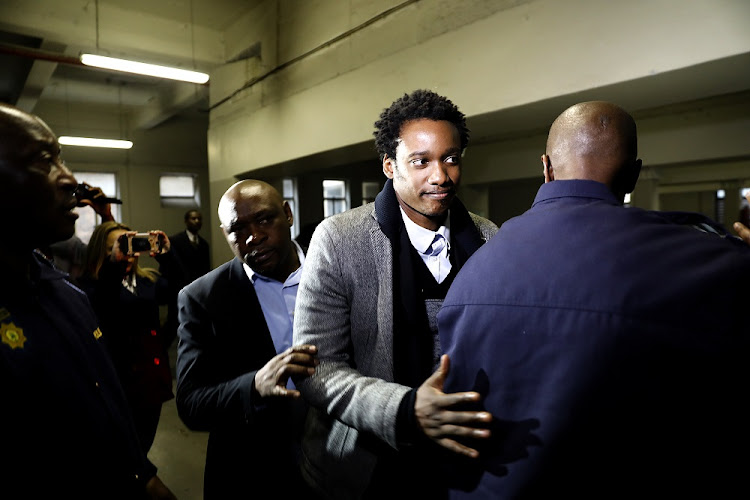 Duduzane Zuma arrives for his appearance at The Specialised Commercial Crimes Court in Johannesburg where he was released on a R100 000 bail.