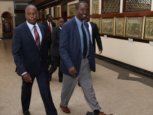 National assembly Public Accounts committee member Kanini Kega and chairman Nicholas Gumbo when Political analyst Mutahi Ngunyi appeared before the committee.Photo/HEZRON NJOROGE