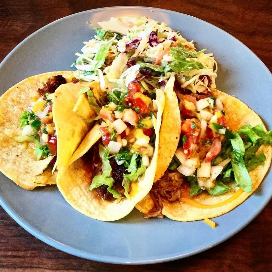 Pulled Pork Tacos with mango salsa