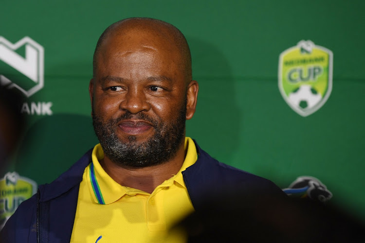 Mamelodi Sundowns co-coach Manqoba Mngqithi during the Nedbank Cup launch at The Galleria conference centre in Sandton on February 1 2022.