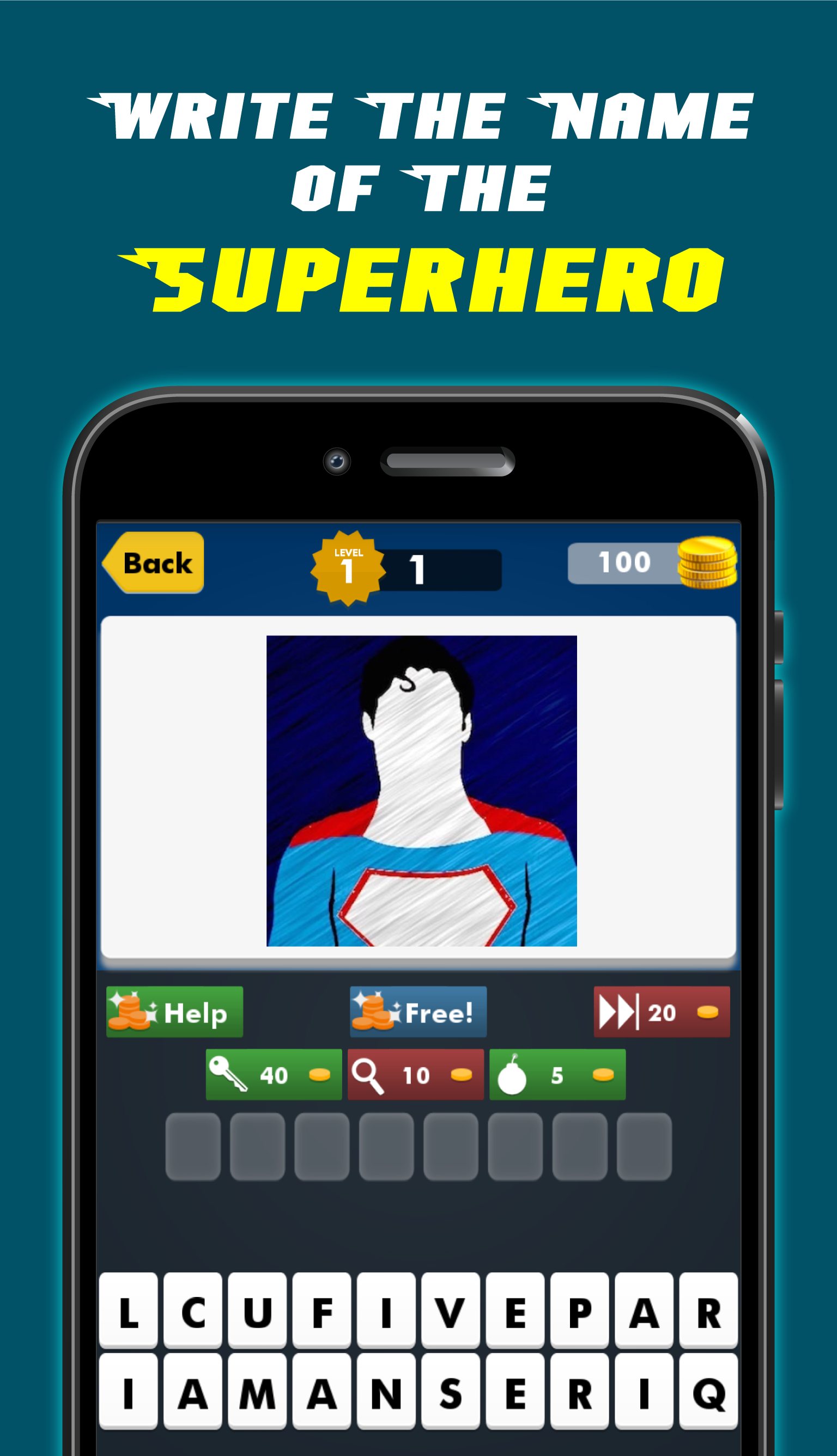 Android application SuperHero Games Comics Quizzes screenshort