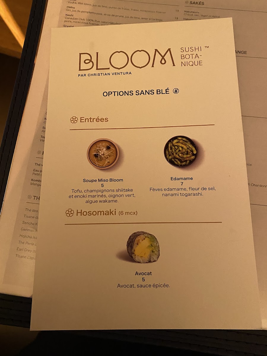 Gluten-Free at Bloom Sushi