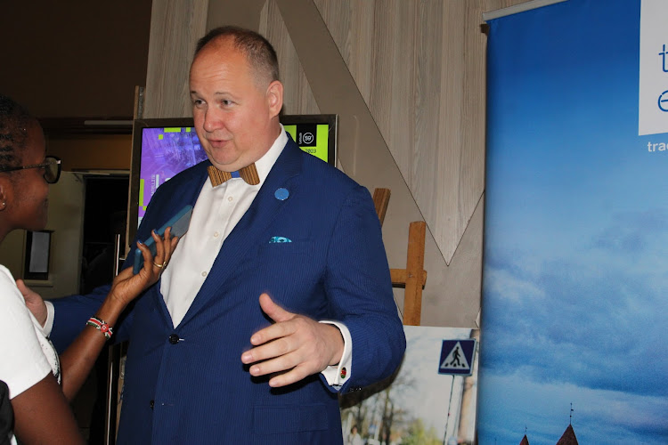 Ambassador of Estonia, Daniel Erik speaking during an interview with The Star during the Latitude59 Kenya edition at the Sarit Expo center, in Nairobi.