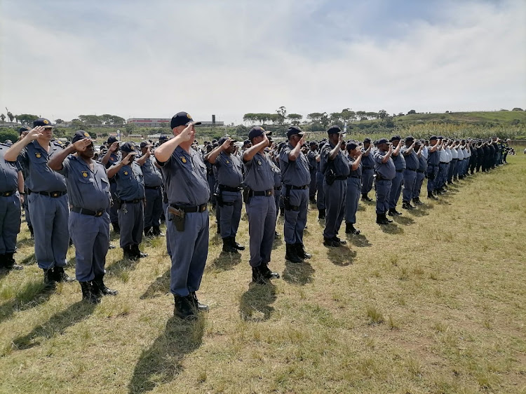 Police minister Bheki Cele attended a parade in KwaMashu on Saturday, before visiting other regions in eThekwini ahead of Monday's planned shutdown by the EFF. Picture: LWAZI HLANGU