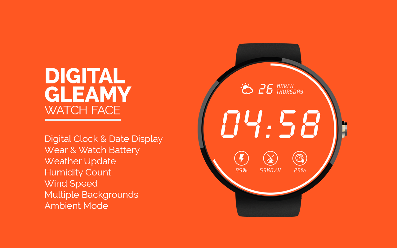 Android application Gleamy Watch Face For Moto 360 screenshort