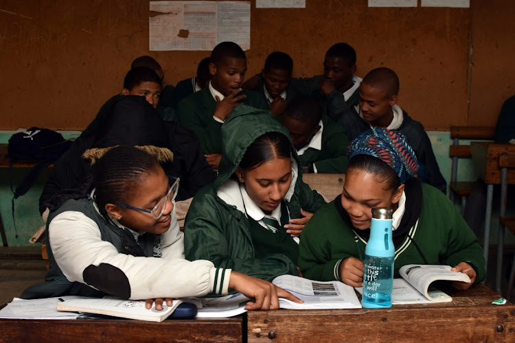 Grade 12s take part in a revision class w at John Bisseker High School in East London