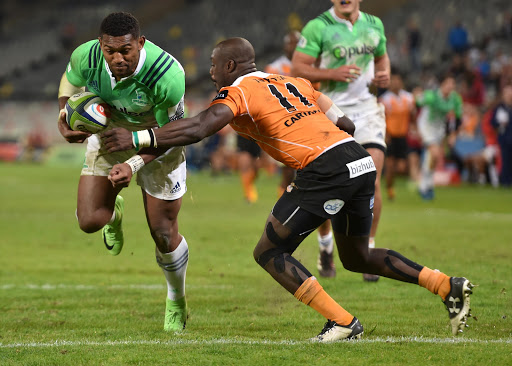 Waisake Naholo of the Highlanders during the Super Rugby match against Cheetahs at Toyota Stadium on May 05, 2017 in Bloemfontein, South Africa.