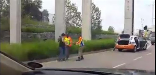 Screengrab of Johannesburg Metro police caught on camera shoving motorist