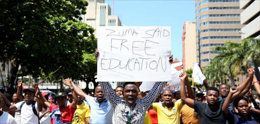 Unisa students marching in central Durban. Picture: THULI DLAMINI