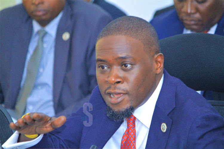 Nairobi county governor Johnson Sakaja answers audit questions when he appeared before the Senate county public accounts committee in parliament on May.6.2024/EZEKIEL AMINGÁ
