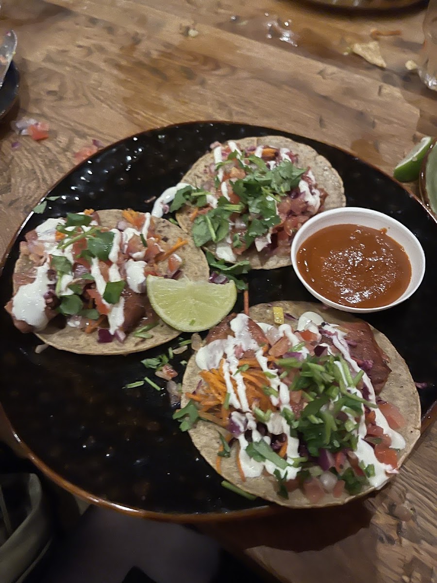 Gluten free and vegan chorizo tacos