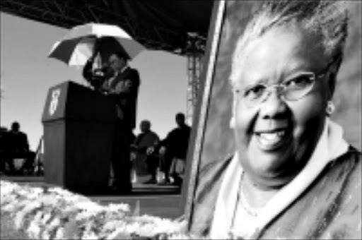 FAREWELL: President Kgalema Motlanthe speaking at the funeral of late Communications Minister Ivy Matsepe-Casaburri in Kroonstad in the Free State yesterday. 13/04/09. © Unknown.