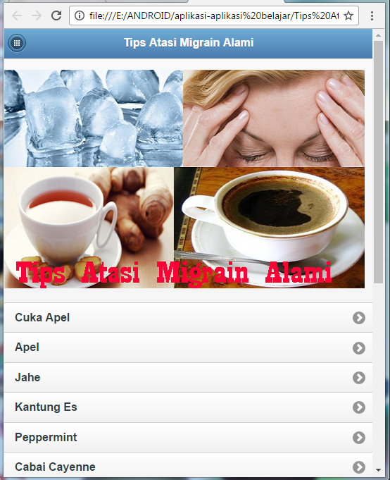 Android application Tips Atasi Migrain Alami screenshort