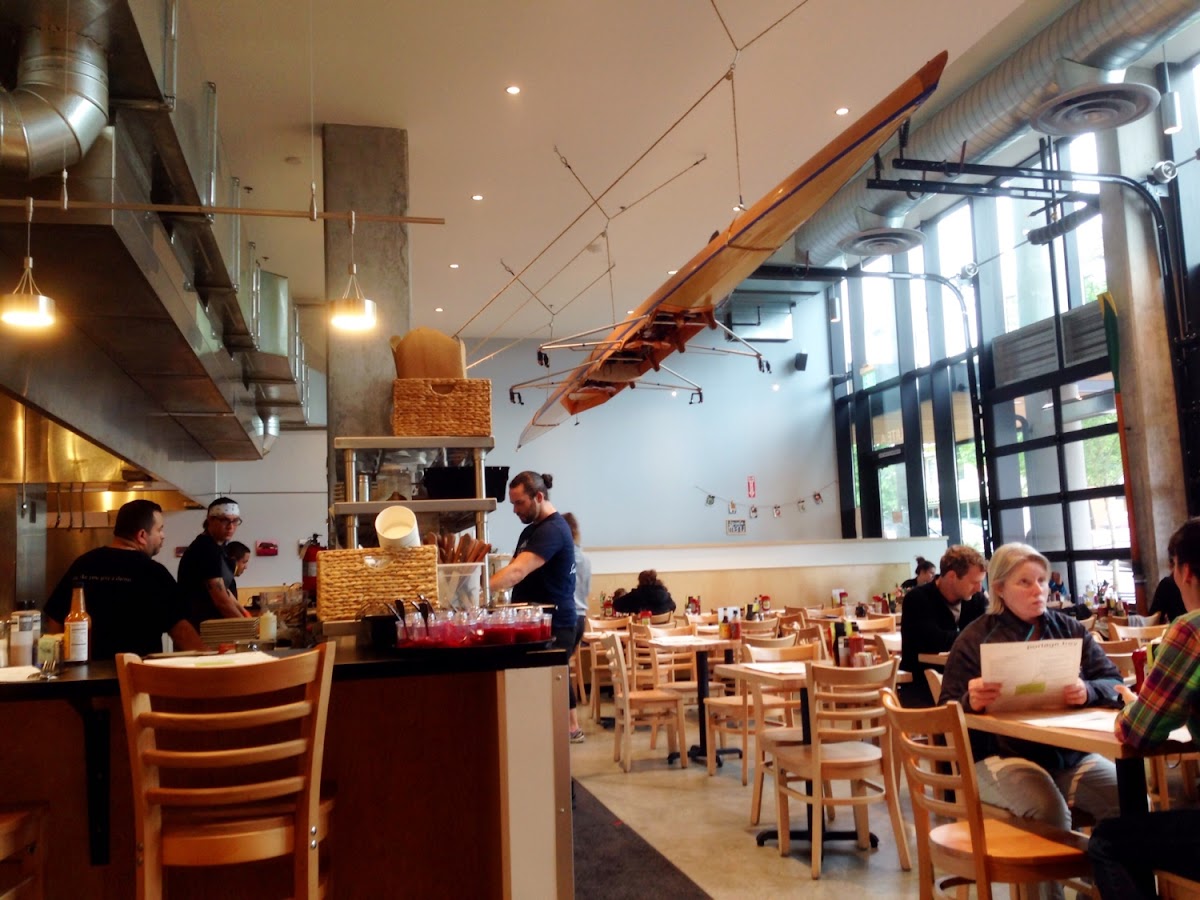 Inside dining and open kitchen at Portage Bay on Roosevelt Ave.