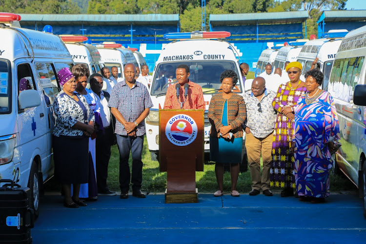 Machakos Governor Alfred Mutua during a press address at Kenyatta Stadium in Machakos.