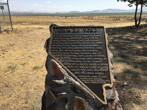 Gravely Ford 7 miles southeast of here was a favorite pioneer crossing of the Humboldt River, Gravely Ford. Campsite of the Donner Party, here occurred the Snyder-Reed fight. As Snyder lashed at...