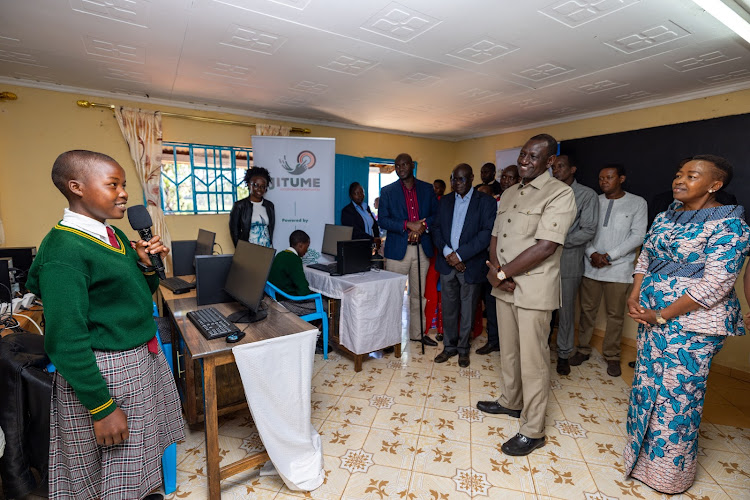 President William Ruto and First Lady Rachel Ruto during the official opening the Ildolisho Comprehensive School Konza Digital Skills, Kilgoris, Narok County on March 17, 2024