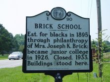 Est. for blacks in 1895 through philanthropy of Mrs. Joseph K. Brick; became junior college in 1926. Closed, 1933. Buildings stood here.Plaque via North Carolina Highway Historical Marker Program,...