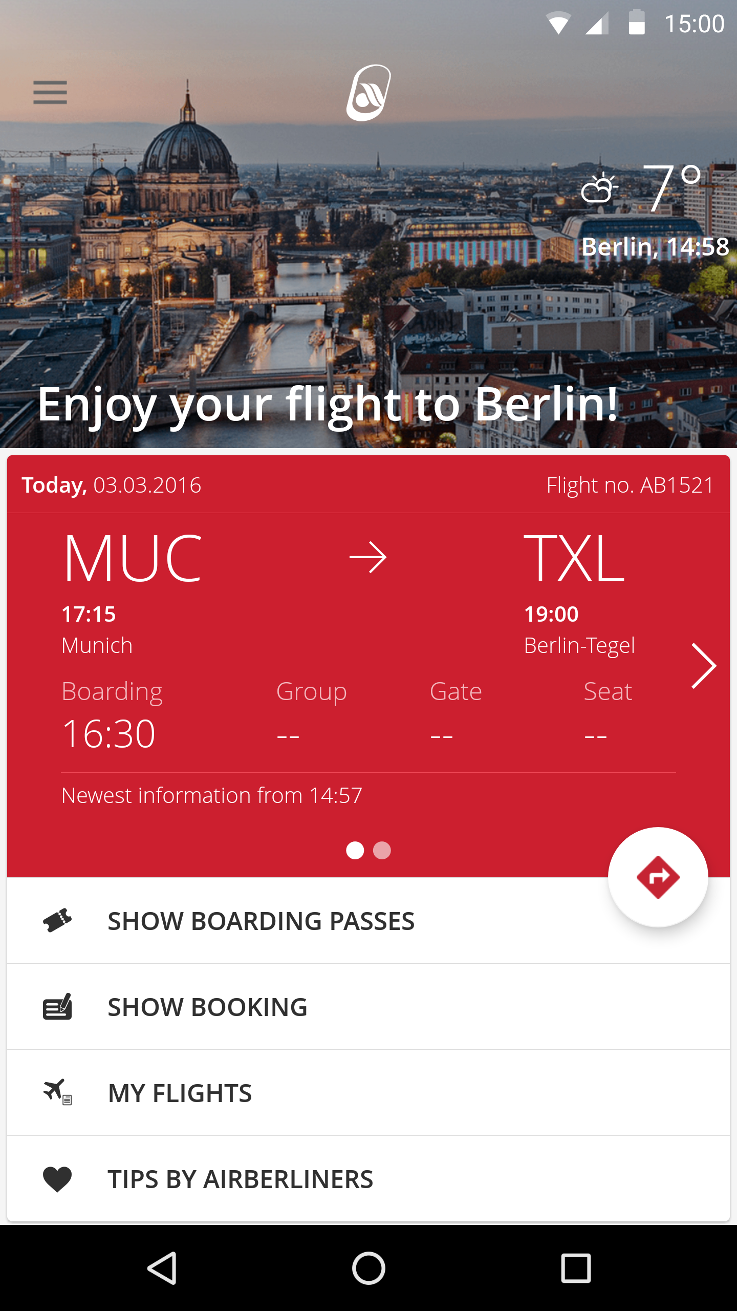 Android application airberlin - your airline screenshort