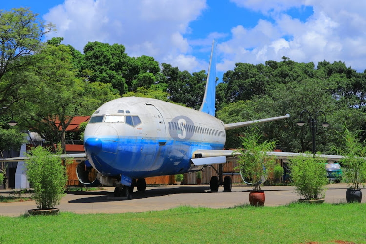 An airplane model inside the newly renovated Uhuru Park in Nairobi on April 18, 2024.