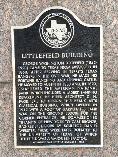 GEORGE WASHINGTON LITTLEFIELD (1842-1920) CAME TO TEXAS FROM MISSISSIPPI IN 1850. AFTER SERVING IN TERRY'S TEXAS RANGERS IN THE CIVIL WAR, HE MADE HIS FORTUNE RANCHING AND DRIVING CATTLE. HE MOVED...