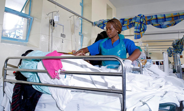 A patient suffering from cholera is attended to at KNH.